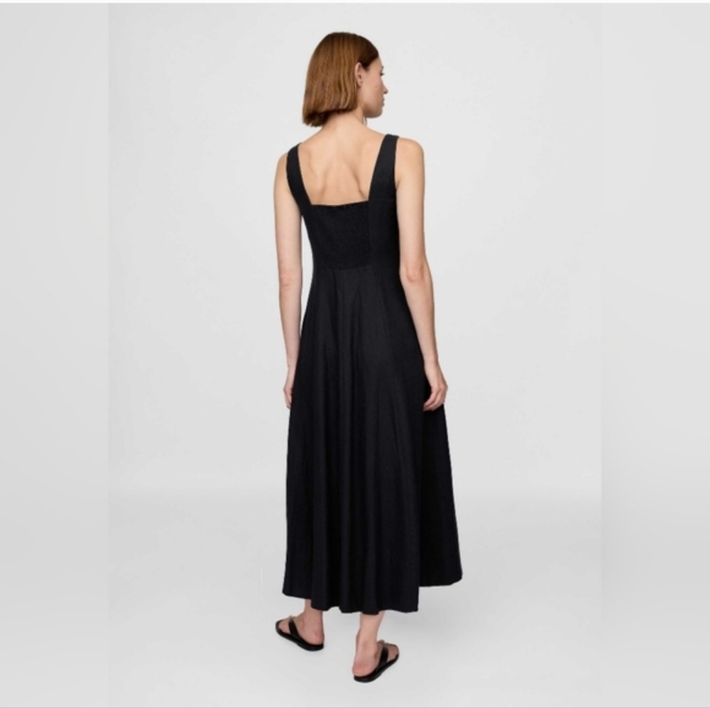 Gap Linen-Blend Square-Neck Maxi Dress Black NWT - Picture 2 of 5
